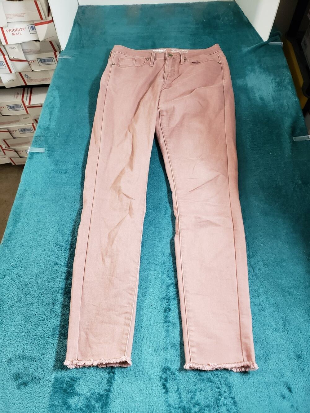 Mossimo Jeans Size 2 Women Pink Denim Stretch Pants High Rise Modern Skinny